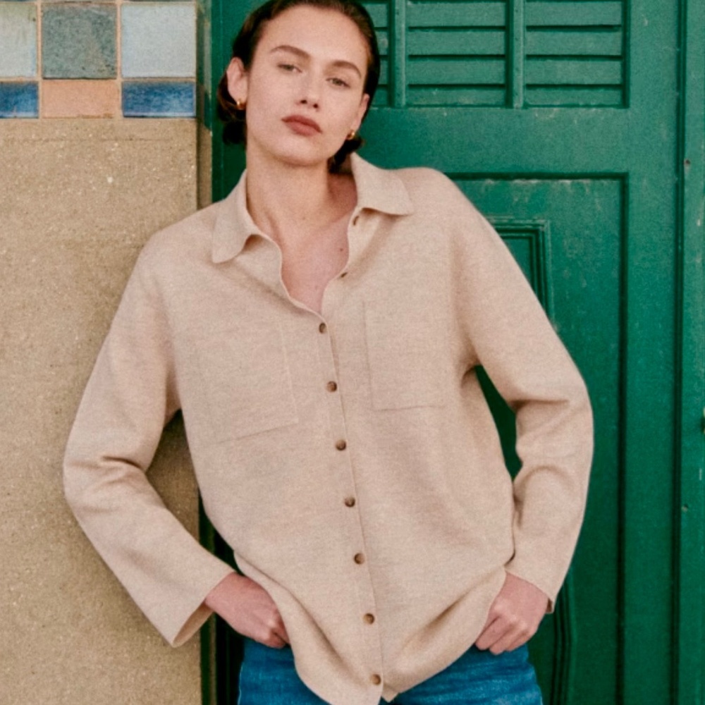 Sezane Emily Cardigan Beige Large